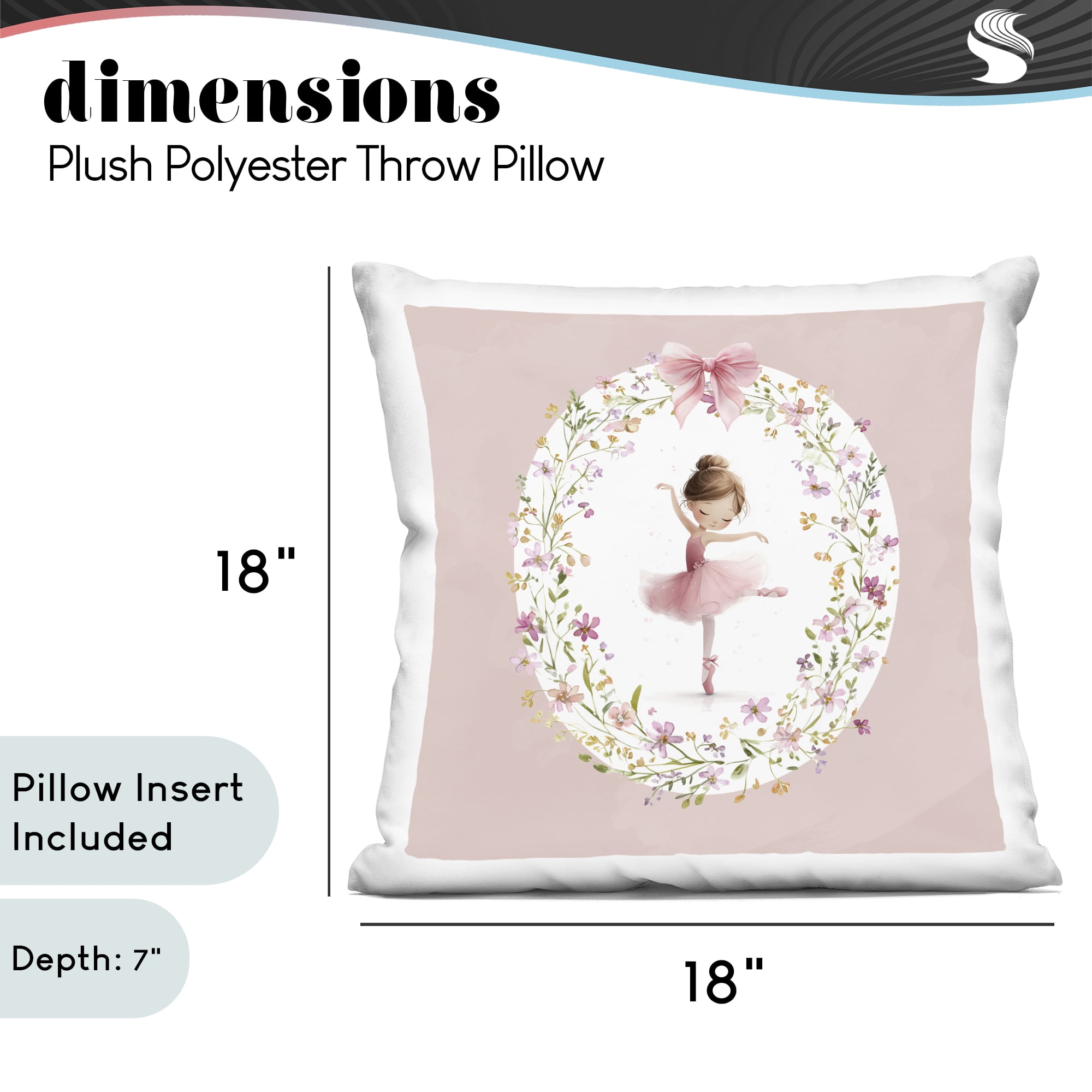 Stupell Industries Ballet Dancing Princess Decorative Printed Throw Pillow, design by Christine Simpson Art, 18 x 7 x 18