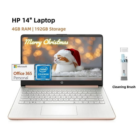 HP 14" Students Laptop, Laptop Computers with Ultral Light, Intel Celeron N4120(quad-core), 4GB RAM,64GB eMMc, 128GB Micro SD Card, 1 Year Office 365, Bluetooth, WiFi, Windows 11 S, Rose Gold