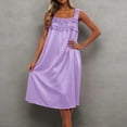 thumbnail image 2 of ZHOGXU Summer Dresses For Women Sleeveless Spaghetti Strap Solid Color Lace Midi Length Loose Fit Nightdress For Everyday Wear,Light Purple,One Size, 2 of 4