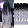 thumbnail image 1 of Aidusa Extensiones de cabello trenzado de color gris, 5 unidades de trenzas sintéticas de 24 pulgadas, 2 tonos de pelo gris para trenzas de caja, trenzas de ganchillo, 3.53 oz (#28 negro a gris), 1 of 5