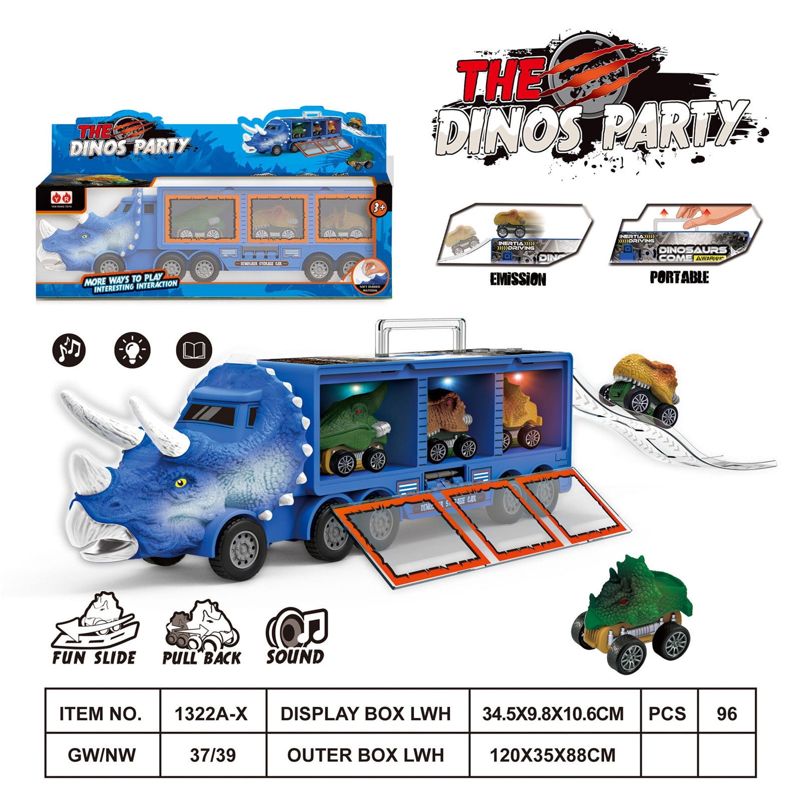 PPgejGEK Easter Basket Stuffers for Teens Dinosaur Model Toy Storage Car Dinosaur Transport Car Light and Music Children's Toy Car up to 65% off Stocking Stuffers for Kids