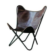Creative Co-Op Leather and Metal Butterfly Chair