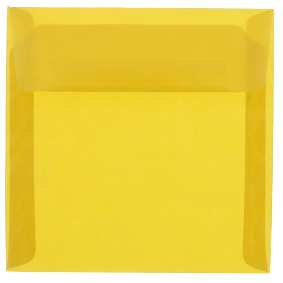 JAM Paper 6 x 6 Translucent Envelopes, Gold, 25/Pack