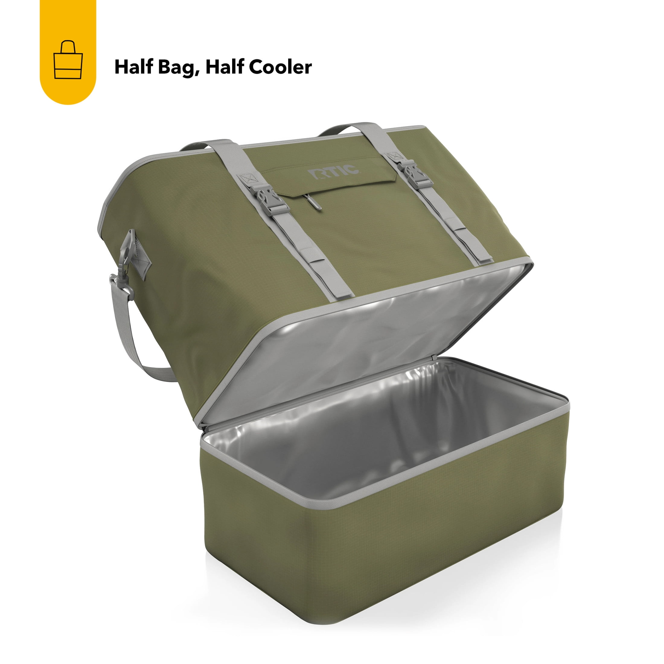 RTIC 24-Can, 25 Ltr, 2-in-1 Chillout Bag, Hybrid Cooler Bag with Cooler Compartment, Olive