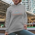 thumbnail image 2 of Distressed The Lake Is My Happy Place - Line Drawing of Sun & Waves Art Merch Gift, Heather Grey Hooded Sweatshirt or Hoodie, Large, 2 of 5