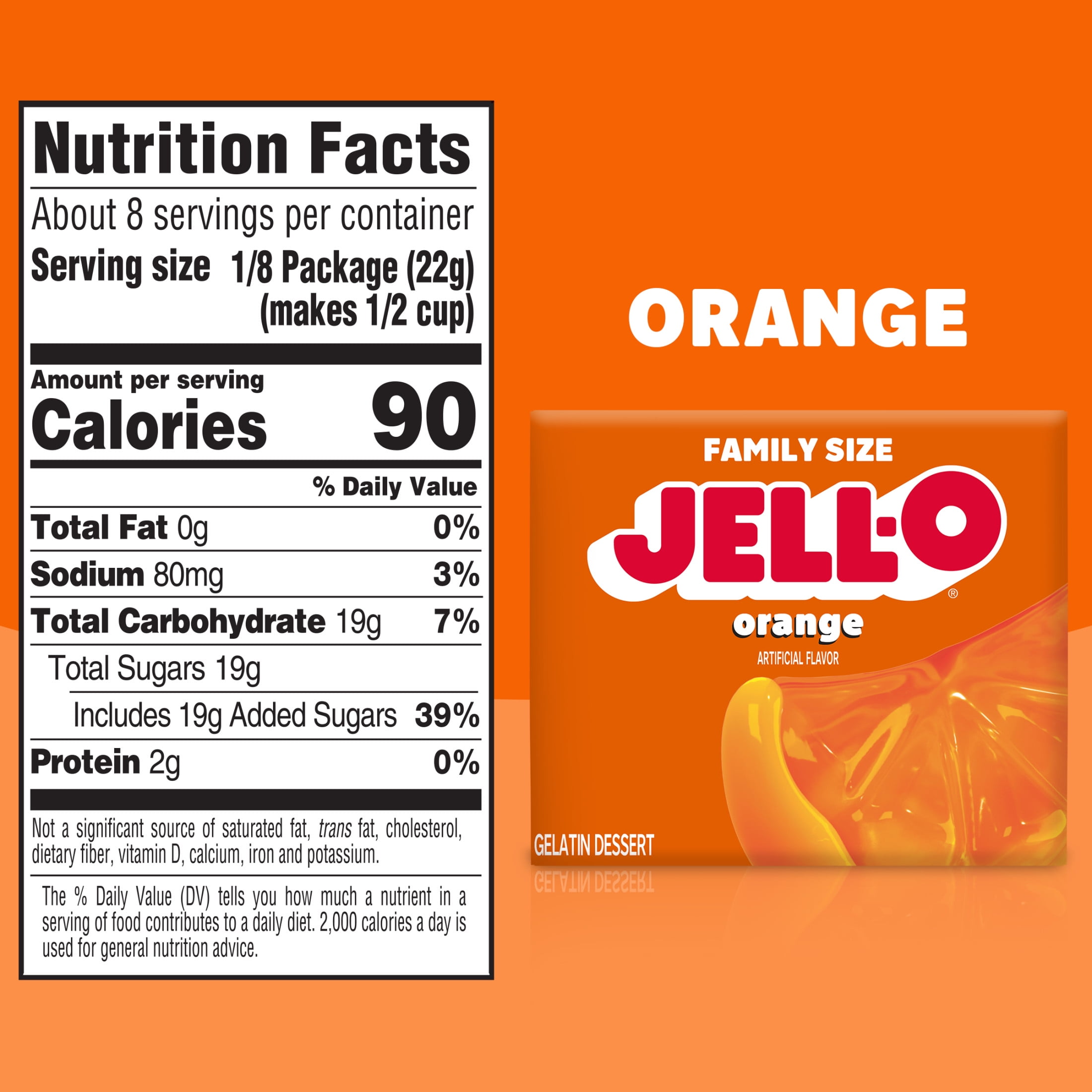 (2 pack) Jell-O Orange Gelatin Dessert Mix, Family Size, 6 oz Box