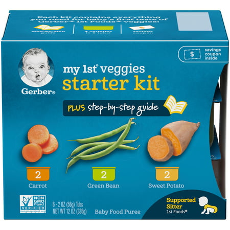 Gerber My 1st Veggies Baby Food Starter Kit 2 oz Tubs, 6