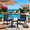 Blue, variant on Patio Furniture Set, 3 PCS Outdoor Rocking Chairs Set with Glass Table for Garden, Backyard, Poolside, Balcony, Patio and Porch, Gray Cushion