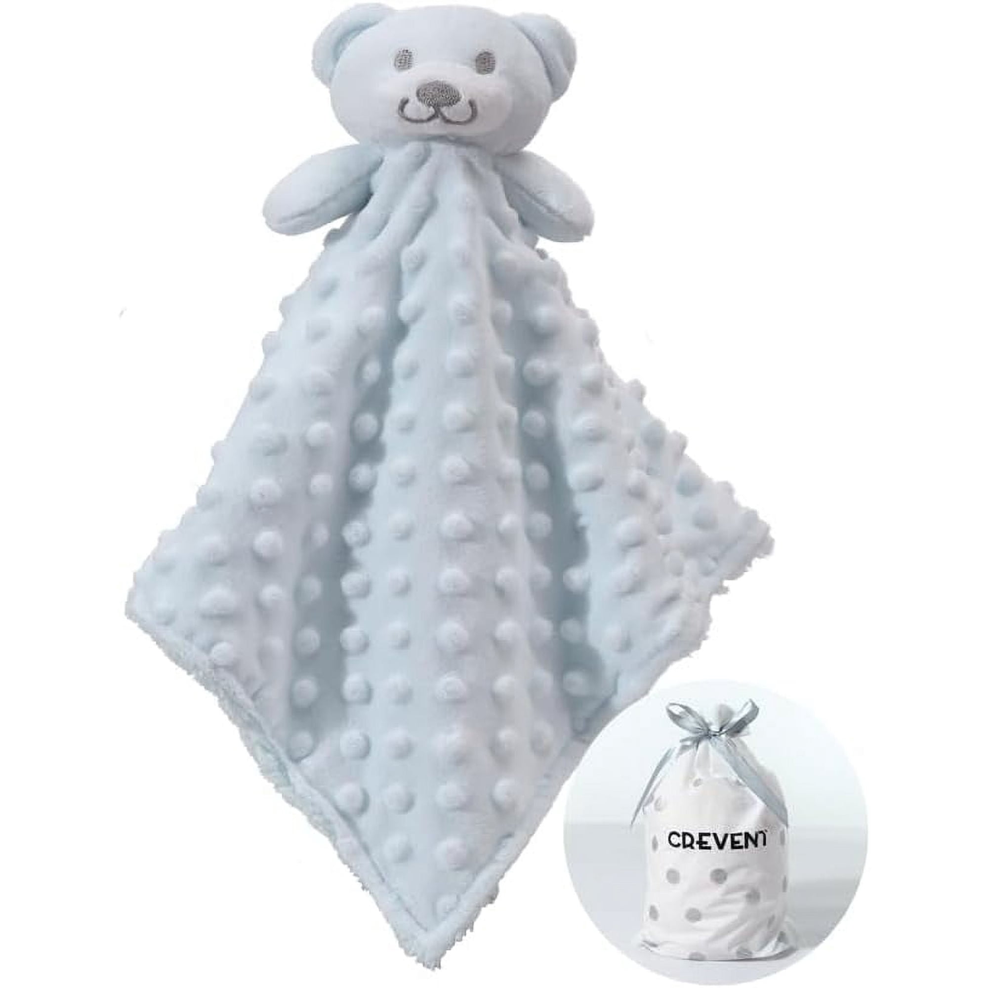 CREVENT Lovey Security Blanket, for Newborn Boys Girls, Unisex, Blue Bear
