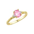 thumbnail image 3 of RYLOS Rings for Women 14K Gold Plated Silver Classic Style Birthstone Ring 7X5MM Oval Gemstone & Diamonds October Pink Ice Jewelry for Women Size 5, 3 of 7