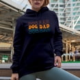thumbnail image 2 of Dog Dad, Dog Parent, Lover or Owner Dads Themed, Groovy Retro Wavy Text Merch Gift, Navy Blue Hooded Sweatshirt or Hoodie, Medium, 2 of 5