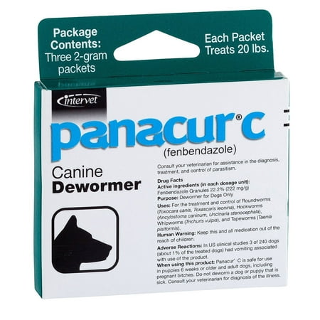 Dogs 2 Gram Each Packet Treats 20 lbs (3 Packets), Helps treat hookworms, roundworms, tapeworms, and whipworms in dogs By Panacur C Canine (Best Wormer For Tapeworms In Dogs)