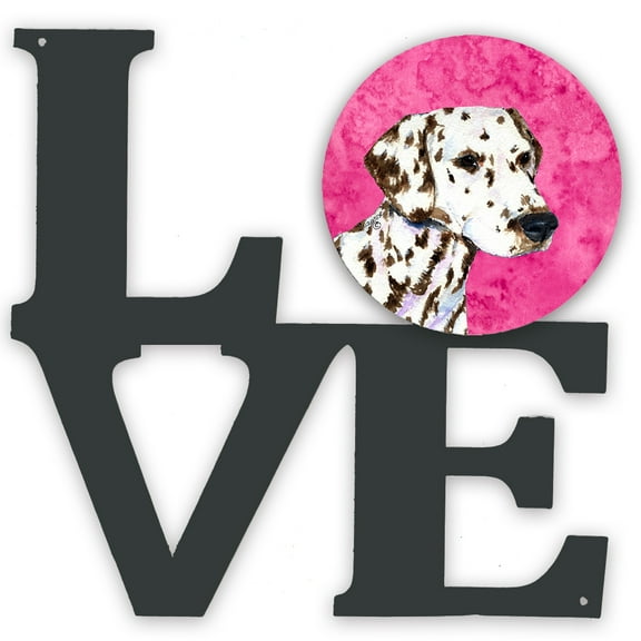 Pink Dalmatian Metal Wall Artwork LOVE
