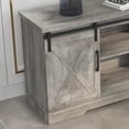 thumbnail image 2 of Modern Farmhouse Sliding Barn Door TV Stand for 65 inch TV,  Grey Television Stands with Storage and Bookshelf, 2 of 8