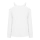 thumbnail image 5 of Mujeres de manga larga de malla ahueca hacia fuera el hombro frío camisas casuales fuera del hombro pulóver a rayas con cuello en V blusa túnica Tops Pompotops gfhjh22051, 5 of 8
