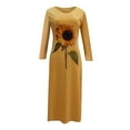 thumbnail image 3 of IDALL Maxi Dresses,Casual Dresses Women's Casual Sunflower Print Long Sleeves Ruffle Dress Print Boho Sundress Long Sleeve Dress,Long Dresses,Hawaiian Dresses Yellow Dress 2XL, 3 of 5
