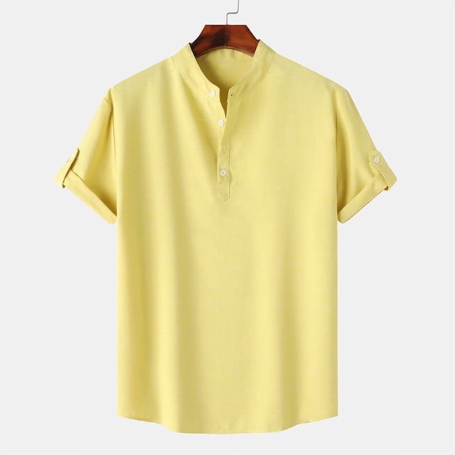 pstuiky camisetas de hombre, Camisa hawaiana informal de manga corta con cuello alto y botones para hombre camisetas de hombre xxl