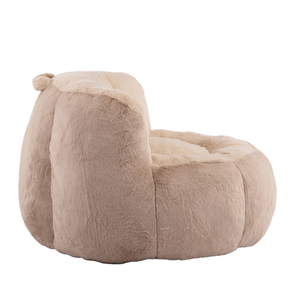 Tcbosik Oversized Bean Bag Chair for Adults, Faux Fur Single Sofa Chair, Accent Lounge Chair for Reading, Gaming, No Assembly Required, Brown+Camel