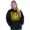 thumbnail image 3 of Cool Checkerboard Happy Face Smile Hoodie Sweatshirt Women Men Brisco Brands S, 3 of 6