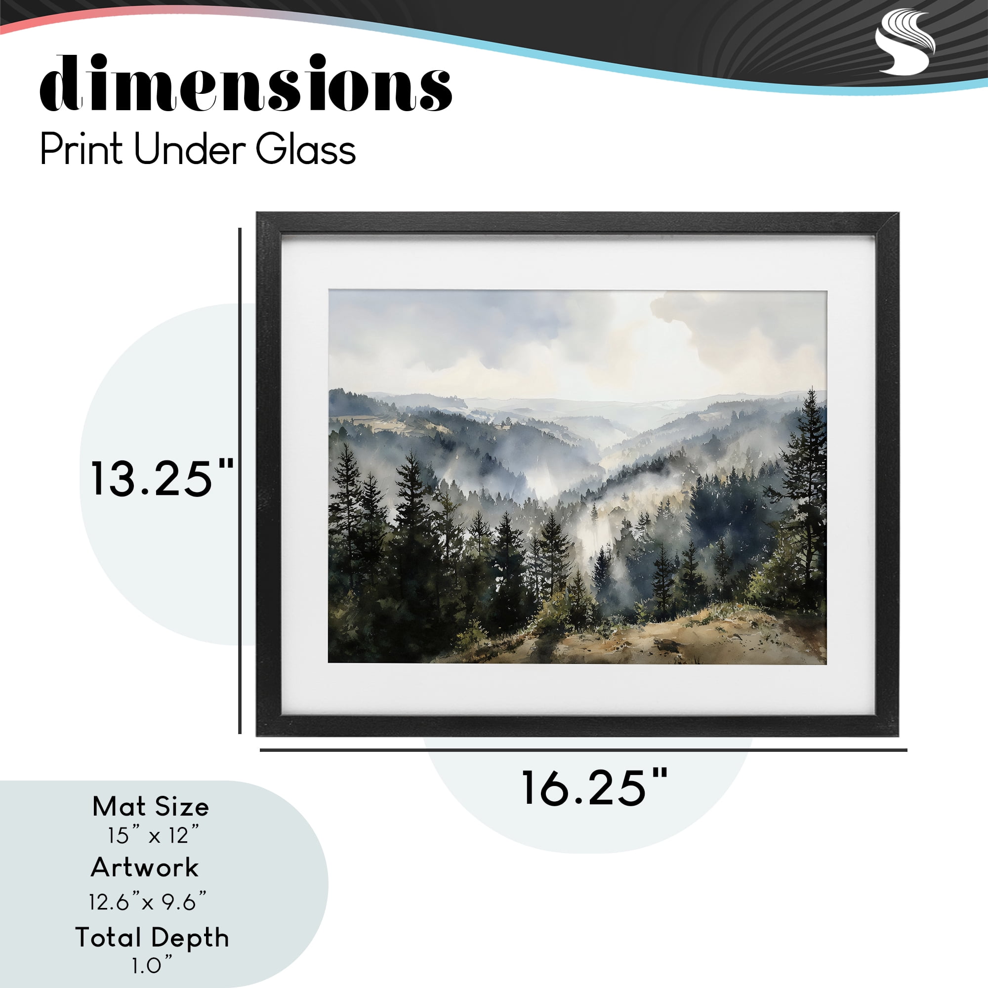 Stupell Industries Misty Tree Tops Vista Black Framed Print Under Glass, design by Franklyn Gregory