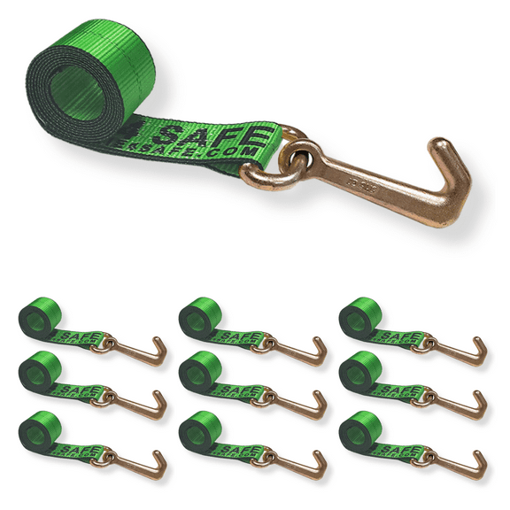 10 Pack Heavy Duty G70 2" x 10' Mini J Hook Towing Strap for Trailer Wrecker