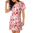 thumbnail image 2 of Sikiie Gnome Merry Christmas Print Women's Short-sleeved Nightdress, Round Neck Pullover Nightdress Pajamas Summer Home Wear, 2 of 6