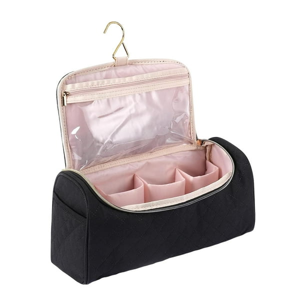 Bolsa de almacenamiento para accesorios de rizador de pelo, soporte para secador, estuche de transporte para baño Negro