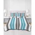 thumbnail image 3 of Grey Aqua Stripes,Twin Size Down Alternative Comforter,Lightweight Comforter Quilt Bedding Set with Pillow Shams Abstract Contemporary Minimalist Geometric Bed Comforter Duvet Insert 68"x86", 3 of 7