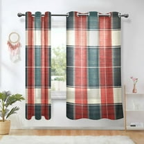 Yayeee Window Curtains Set of 2 for Living Room Light Filtering 63"x42", Vibrant Red Tartan Pattern