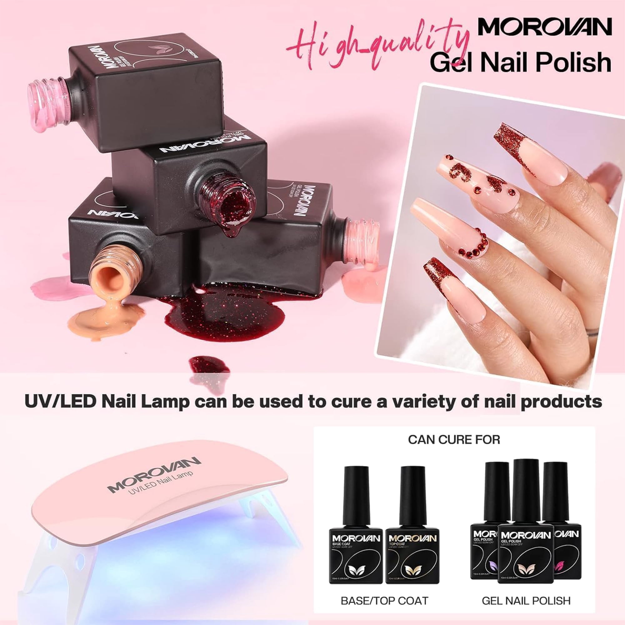Morovan Acrylic Nail Kit with U V Lamp with Everything Starter Nail Kit Set Professional for Beginners