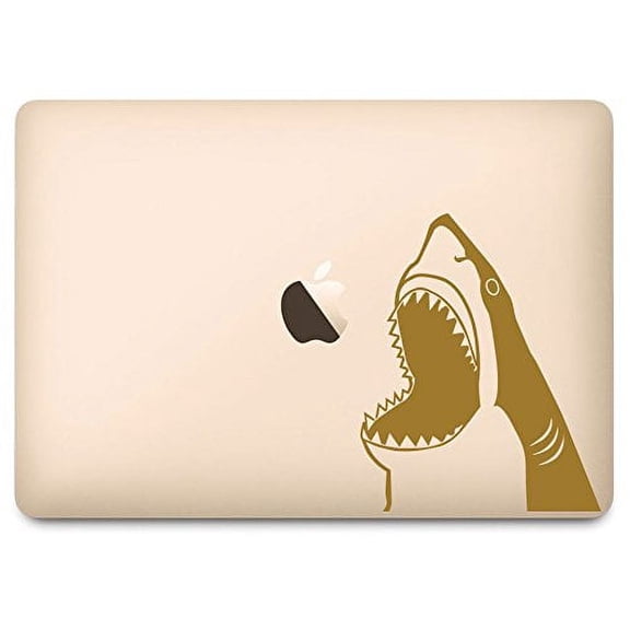 Gold Shark Jumping Out of Water Decal for 12" Macbook