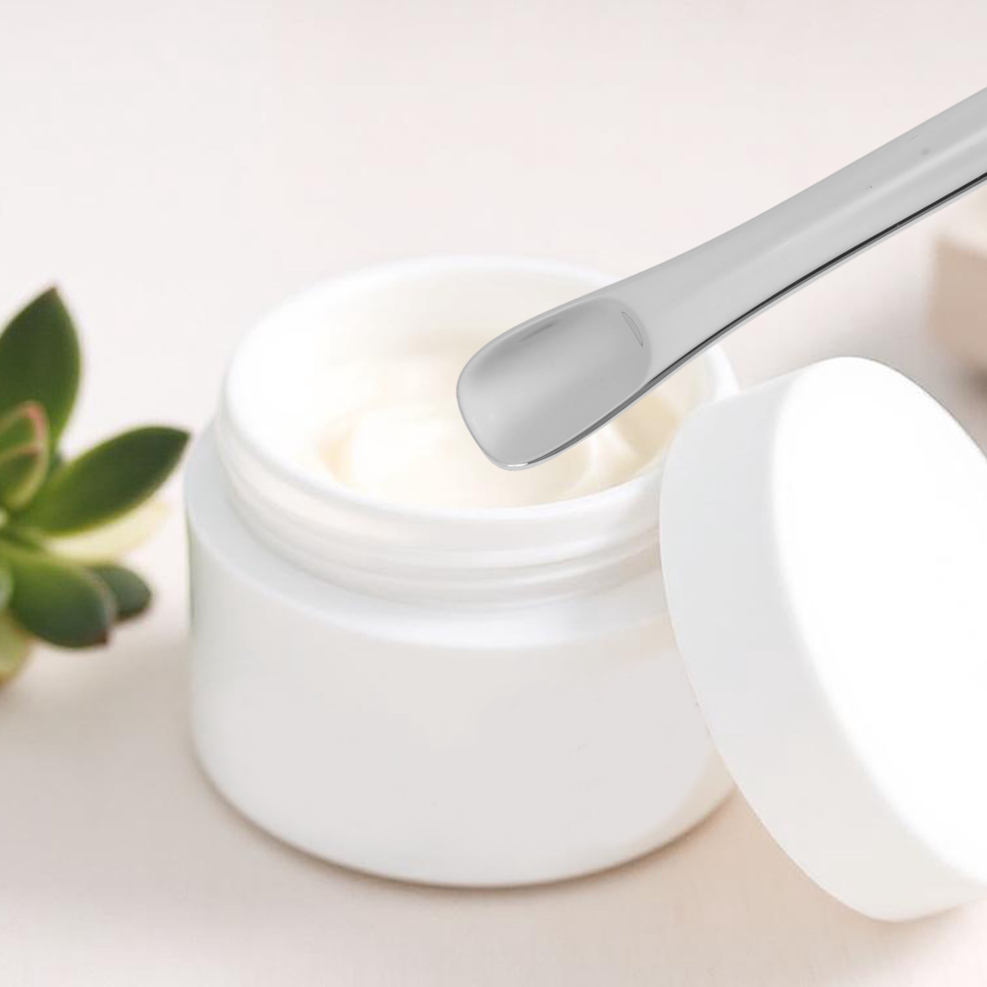 Unique Bargains 2pcs Durable Makeup Cosmetic Spoons Silver Tone