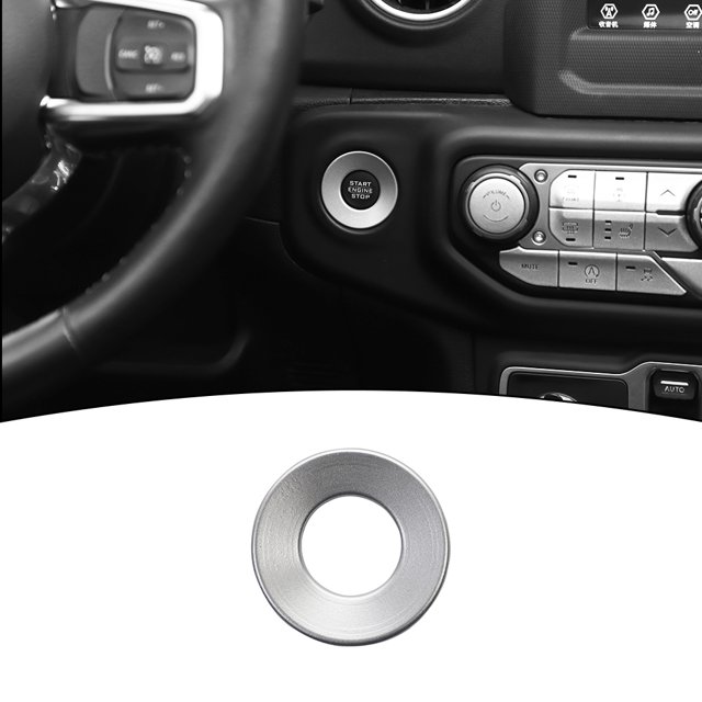 CheroCar Engine Start Stop Button Trim Sticker for Jeep Wrangler JL JLU & Gladiator JT 2018-2020 Silver