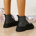 thumbnail image 5 of Womens Glitter Ankle Boots Lace Up Waterproof Combat Shoes (Black 41), 5 of 8