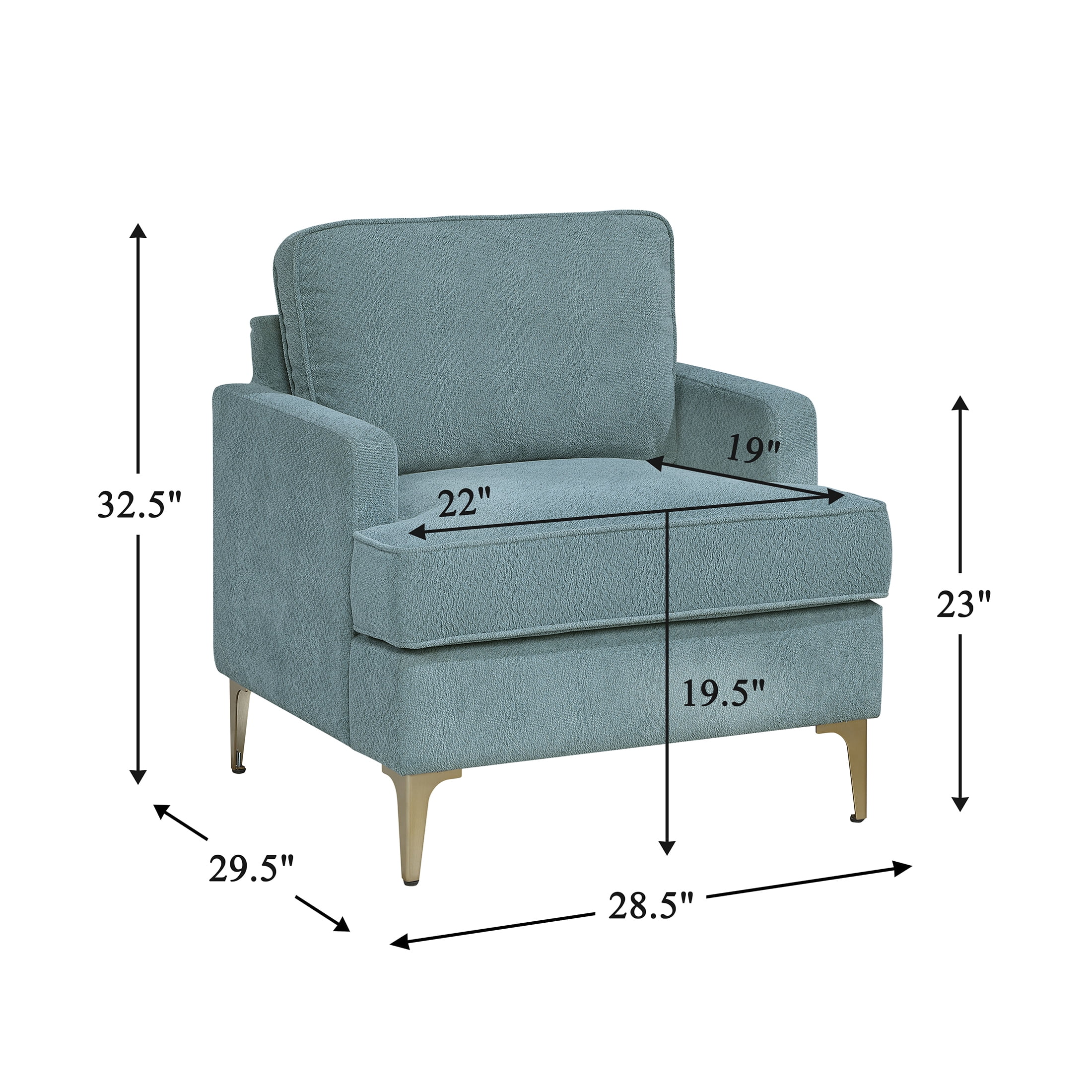 OakvillePark Northwyn Chenille Accent Chair with Metal Legs, Peacock