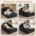 thumbnail image 5 of Aukfa 68" Oversized Chaise Lounge Chair with 2 Cup Hoders&Side Pockets, 3Pillows, Corduroy, Black, 5 of 9