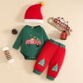 thumbnail image 2 of Splozh Baby Boy Matching Outfit Sets Cute, Baby Boys My First Christmas Long Sleeve Romper Pants Hat Set 3 Piece Set,Red,0-3 Months, 2 of 8
