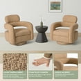 thumbnail image 7 of WestinTrends Alexandria Mid-Century Modern Sherpa Swivel Barrel Accent Chair (Set of 2), Camel, 7 of 7