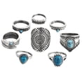 thumbnail image 1 of 8 Piece Vintage Anillo Set Gemstone Boho Finger Anillos de las mujeres del dedo medio Estética calado Anillos grabados Anillos de diamantes de imitación, 1 of 8