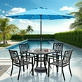 thumbnail image 2 of Abble 9ft Solar LED Lighted Patio Umbrella, Table Market Umbrella, Outdoor Umbrella for Garden, Deck, Backyard, Pool and Beach, Aqua, 2 of 9