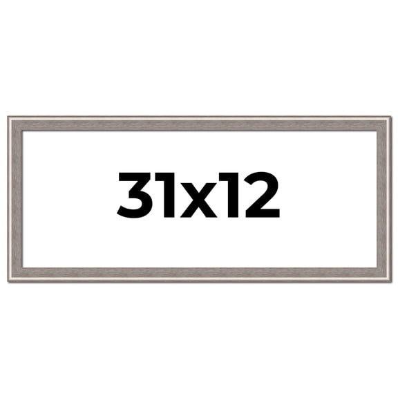 31x12 Frame Grey Real Wood Picture Frame Width 1.25 inches | Interior Frame Depth 0.5 inches | Hans
