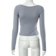 thumbnail image 5 of Lenpel Women's Crop Tops Long Sleeve Square Neck Ruched Side Split Slim T-Shirts Cropped Tee Blouses Going out Tops(Gray,Medium), 5 of 5