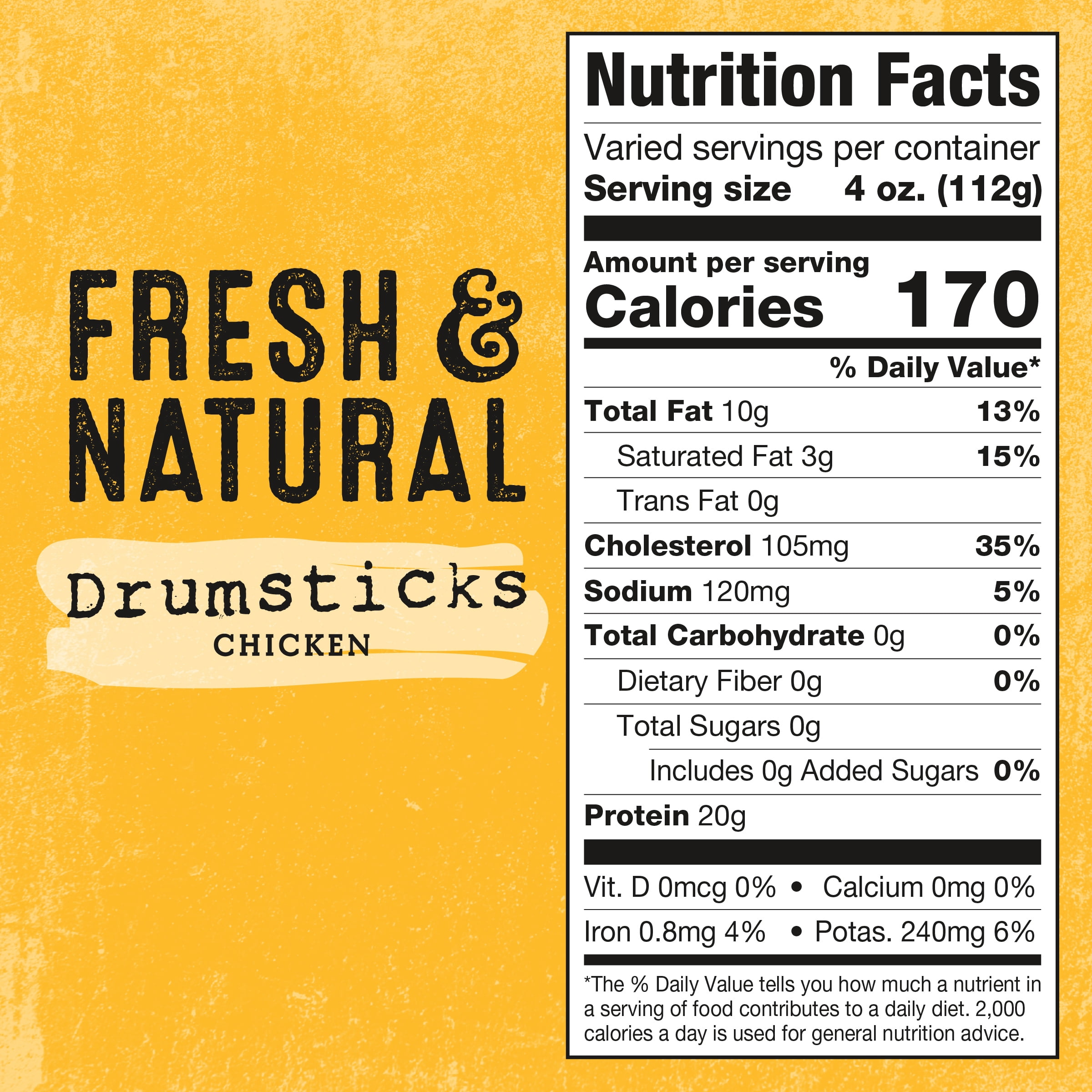 Foster Farms Fresh & Natural Cage Free Chicken Drumsticks, 1.8-2.2 lb