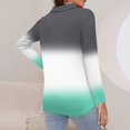 thumbnail image 4 of WTOBBY Women's Ombre Print Polo Shirt - Long Sleeve Casual V-Neck Zipper Detail Tops for Women, Spring Fall Fashion Comfort Stretch Gradient Design,Mint Green S, 4 of 7