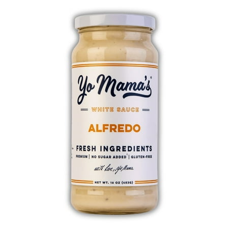 Yo Mama’s Foods Classic Alfredo Sauce, 16 oz, All-Natural, Gluten-Free, No Sugar Added, Sauce