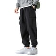 thumbnail image 3 of SAYOO Men Casual Jogger Pants Solid Color Drawstring Workout Cargo Trousers Sweatpants with Side Pockets for Outdoor Workout, 3 of 7