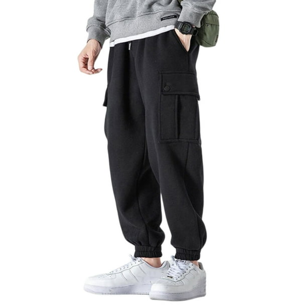 Mens Casual Baggy Drawstring Joggers Pants Workout Tapered Sweatpants Cargo  Hippie Loose Trousers with Multi Pocket