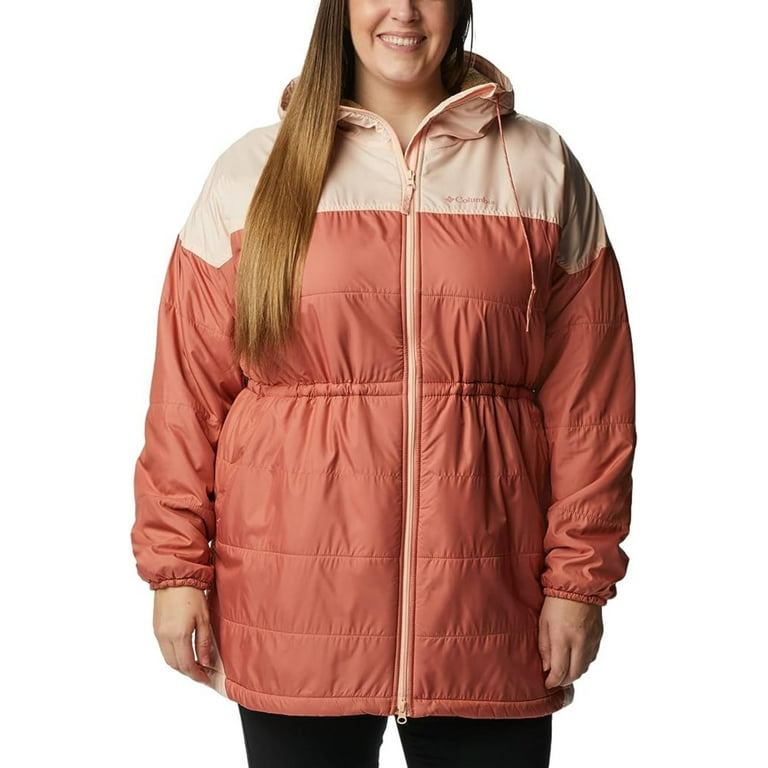 Columbia Women's Flash Challenger Sherpa Lined Long Jacket, Dark Coral/Peach  Blossom, XX-Large