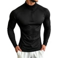 thumbnail image 2 of VgaVtl Fall Winter Mens Long Sleeve T Shirt Athletic Zip-Up Casual Black Shirts for Men Slim Turtleneck Stretch Plain, 2 of 6