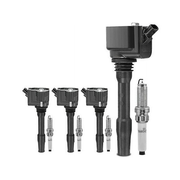 Ignition Coil and Spark Plug Kit 4 - Compatible with 2017 - 2019 Mini Cooper Countryman 2.0L 4-Cylinder 2018